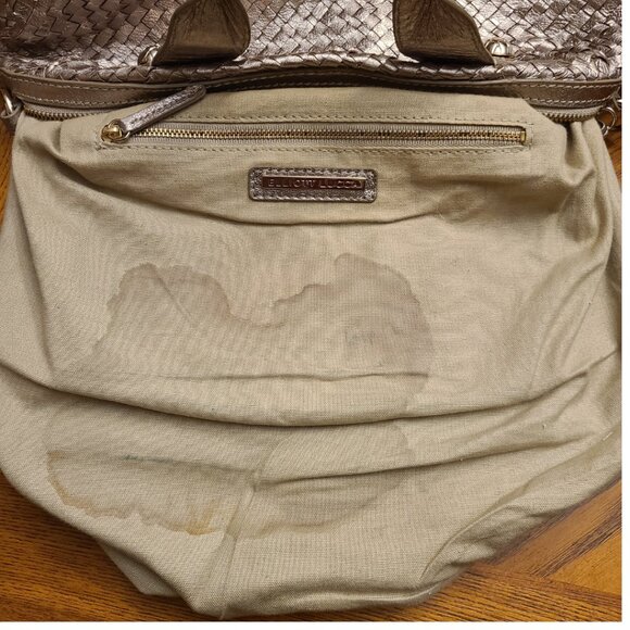 Elliott Lucca Gold Metallic Woven Leather Handbag - Picture 7 of 8